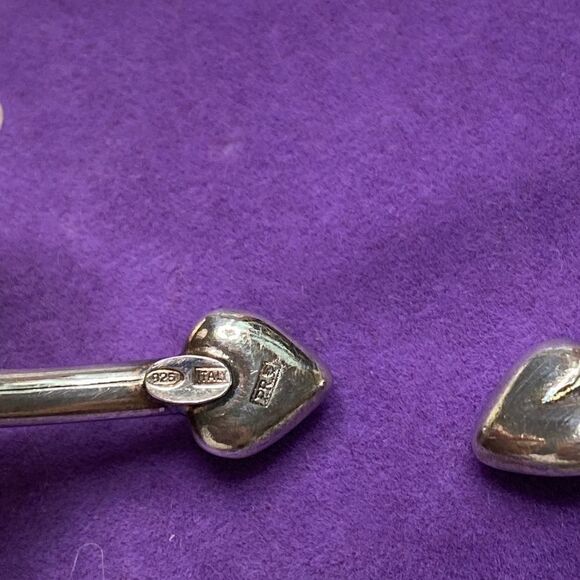 💛 Vintage 925 Heart Bypass Bangle Bracelet - Picture 4 of 6